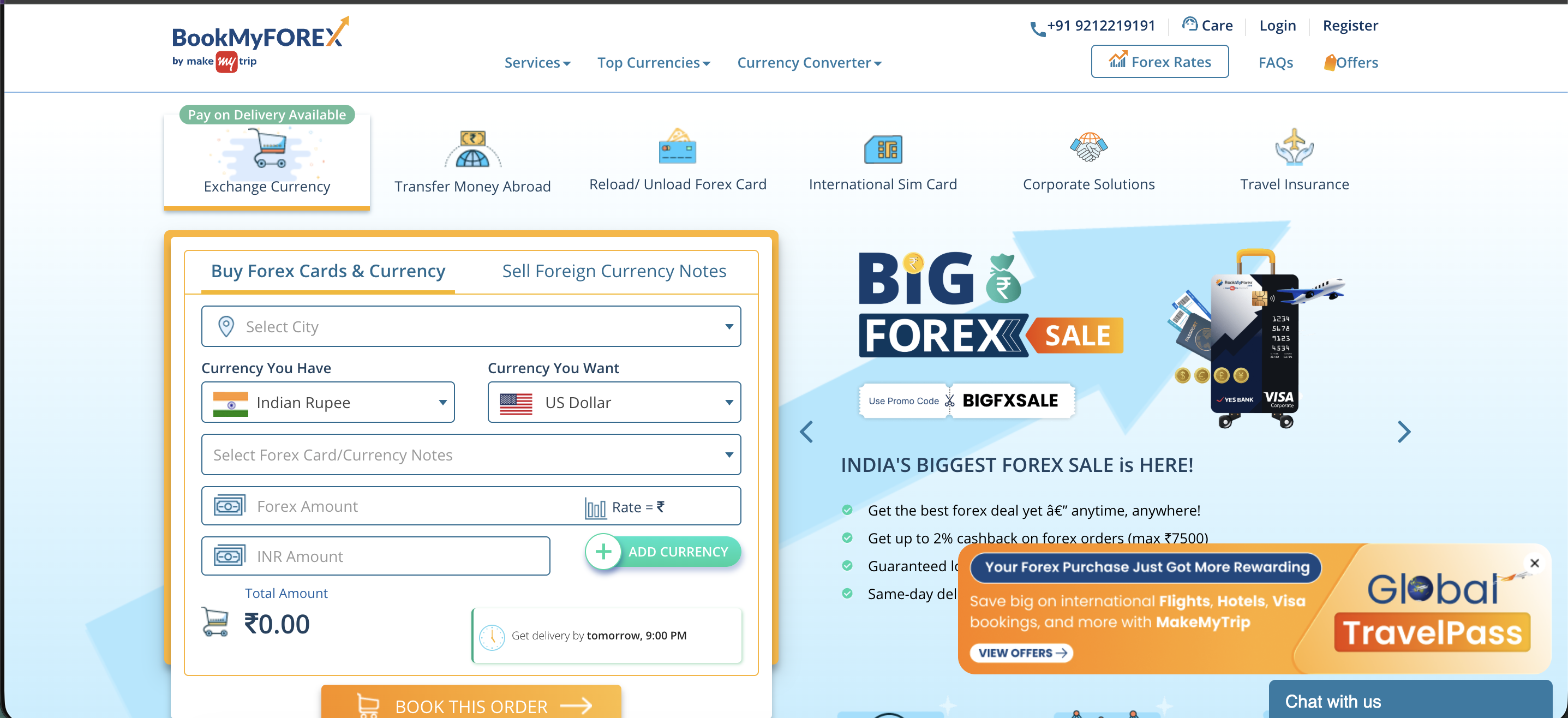 BookMyForex website